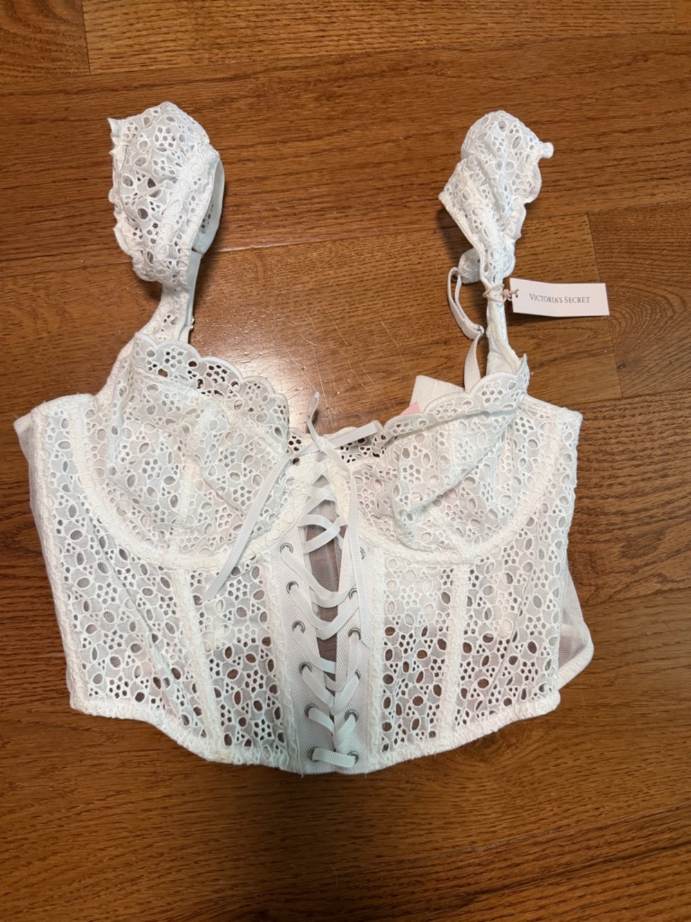 Victoria's Secret White Lace Corset Crop Top